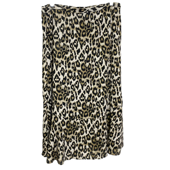 Banana Republic Women's Skirt Midi Brown Cheetah Print Flowy Lined Side Zip Sz M - Picture 3 of 5